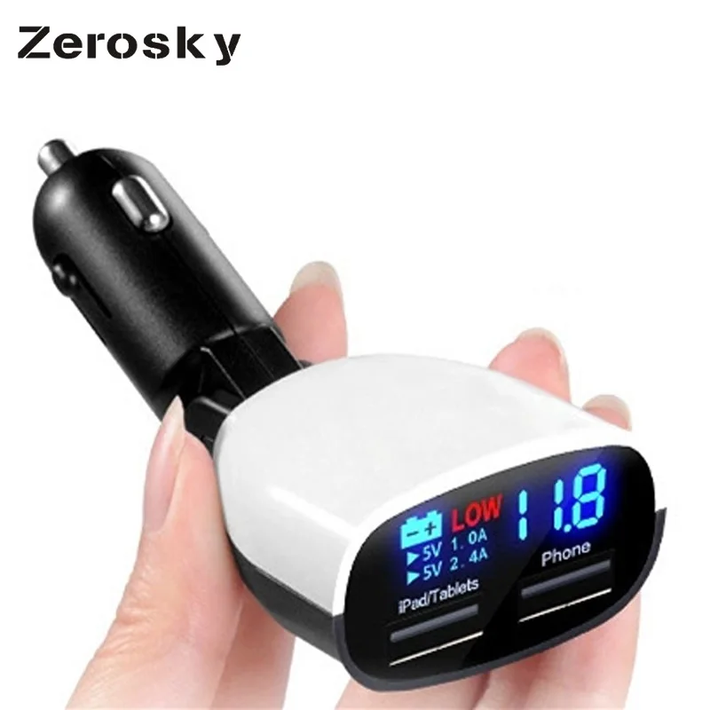 3.4a المزدوجة usb العالمي شاحن سيارة 5 فولت سيارة الجهد تشخيص الصمام شاشة سيارة-شاحن 2.4a + 1a السيارات شاحن الهاتف المحمول