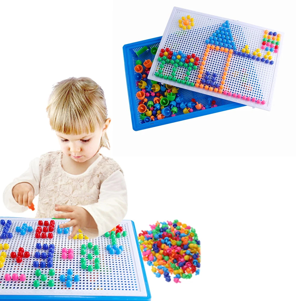 

296Pc Mosaic Puzzle DIY Toy Children Composite Kids Intellectual Toddler Educational Toys Baby Creative Mushroom Nail Kit 3D Toy