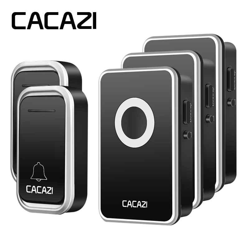 

CACAZI High Quality Wireless Waterproof Doorbell Battery Button Operated Smart 300M Remote Calling Bell US EU UK Plug 38 Songs