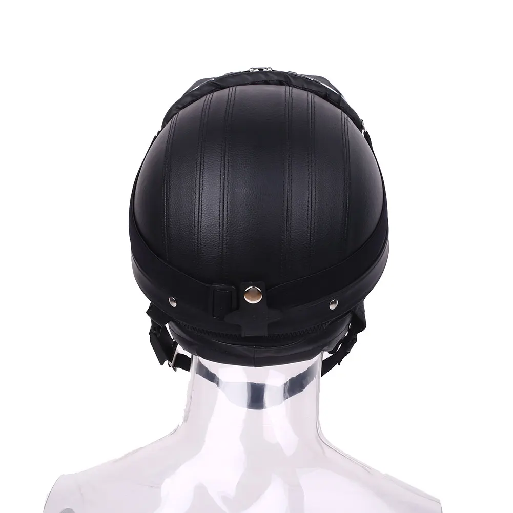 

Leather Helmet Windproof Mirror Crash Protective Motorcycle Scooter Sun Visor