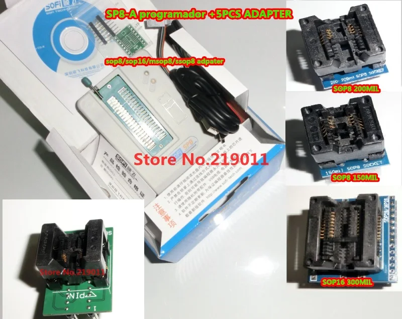 

SOFI SP8-A high speed usb programmer+5cs adapter (93/24/25/BR90/ flash eeprom), over 4000 chips have also SP8-A SP8-F SP16-B