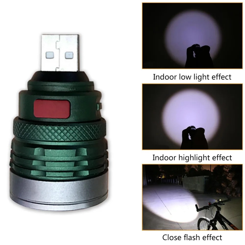 Ультраяркая мини вссветильник шка Eletorot с зумом 3 режима USB фонарик питанием от