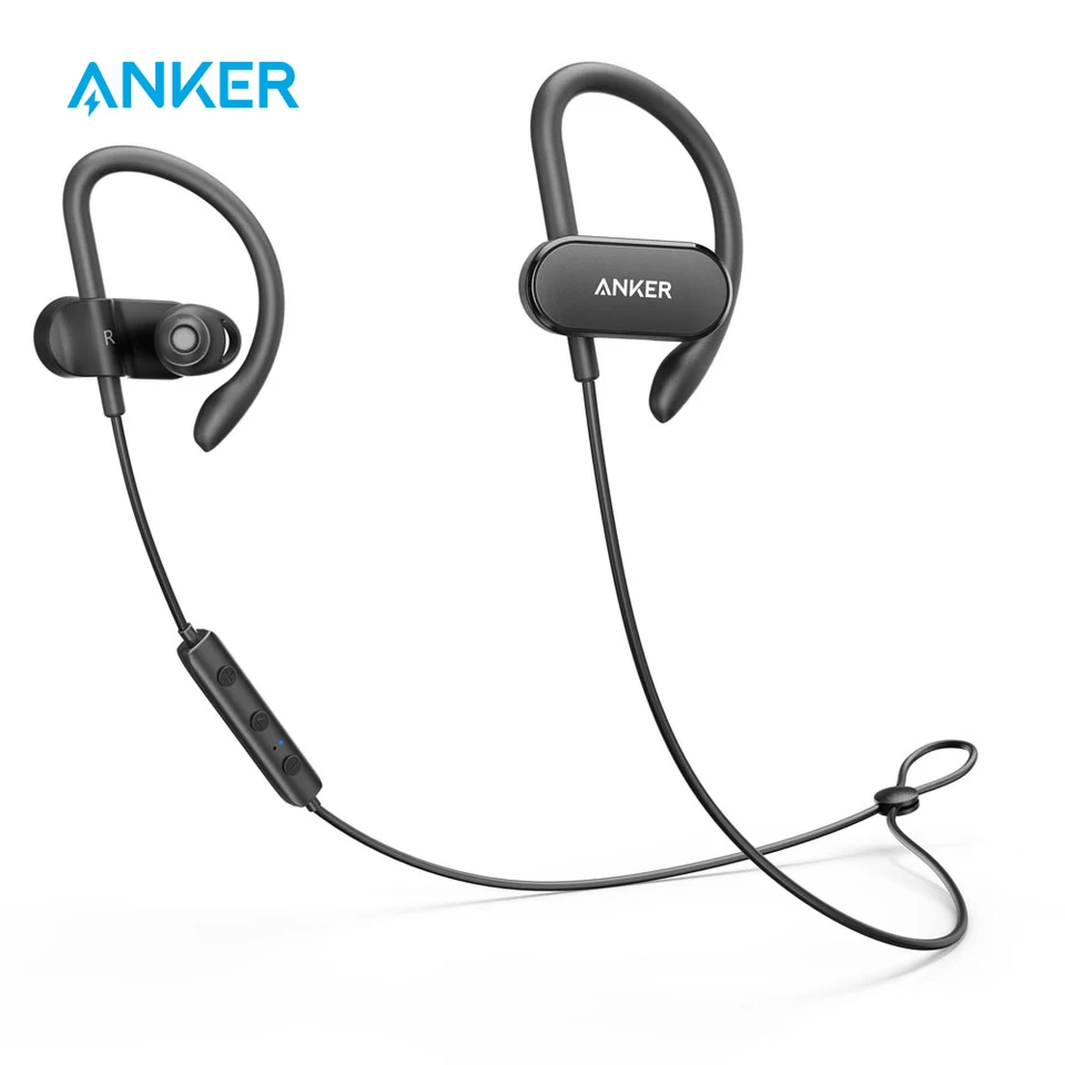 Anker SoundBuds Curve słuchawki bezprzewodowe Bluetooth 4.1 Słuchawki Bluetooth Anker SoundBuds Slim IPX5 Czarne