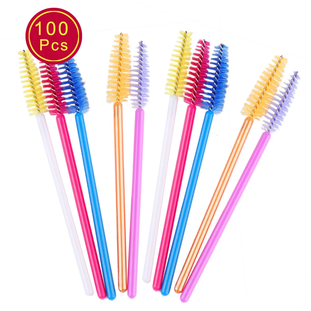 

100PC Disposable Make up Eyelashes Extension Eyebrow Brush Mascara Wand Applicator Eye Lashes Cosmetic Brushes Makeup Tools Kit