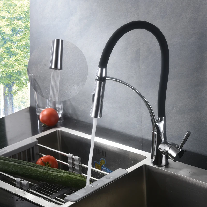 

Kitchen washing basin sinks, washing basins, American all copper hot and cold water, black drawn faucet