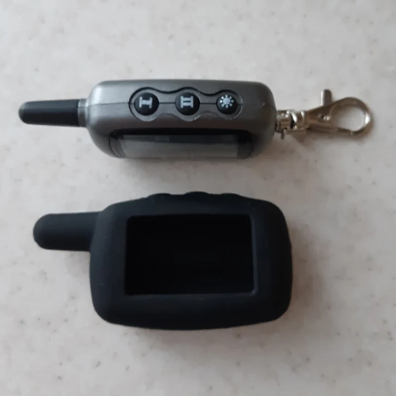 

For Starline A9 2-way Silicone Key Case Anti-theft LCD remote Control Key Fob Chain Keychain Car Alarm remote/FM transmitter