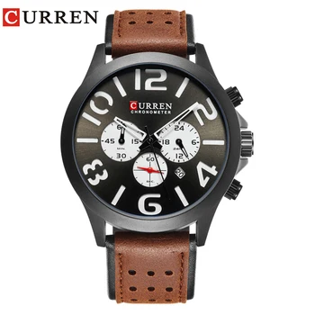 

CURREN 8244 New2017 Brand Luxury Sports Chronograph Quartz Men Watches Fashion Casual Wristwatches For Leather Relogio Masculino
