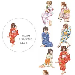 5 см * 5 м японское kawaii кимоно для девочки девушка специальное украшение написанное маслом Васи Лента Сделай Сам аблум дневник в стиле