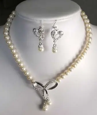 

7-8mm Freshwater Pearl necklace & earring Set 18''>>18K gold plated watch wholesale Quartz stone CZ crystal