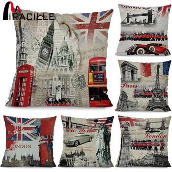 

Miracille Fashion European Decorative Cushions London Style Throw Pillows Car Home Decor Cushion No Filling Decor Cojines