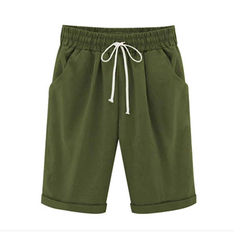 Women Summer Shorts 2018 Loose Mid Elastic Waist Solid Casual Cotton Comfort Women's Clothing Sexy Home Women Shorts Plus Size Shorts