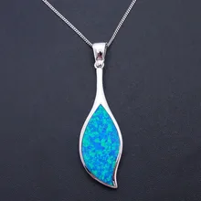 Высокое качество стерлингового серебра 925 ювелирные украшения Прекрасные ювелирные украшения синий огненный опал популярное ожерелье с подвеской с цепочкой для женщин
