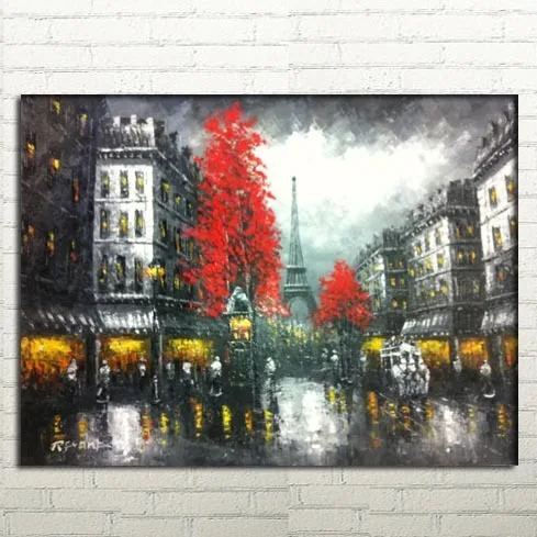 

Modern scenery paris after rain landscape oil painting modern homer decor