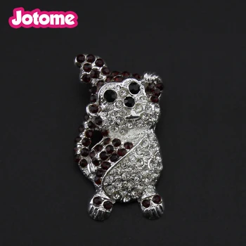 

Silver small Crystal Monkey Brooch Pin with slider