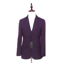 New Mens font b Blazers b font Jacket Purple Plaid Pattern Wool Slim England Suit font