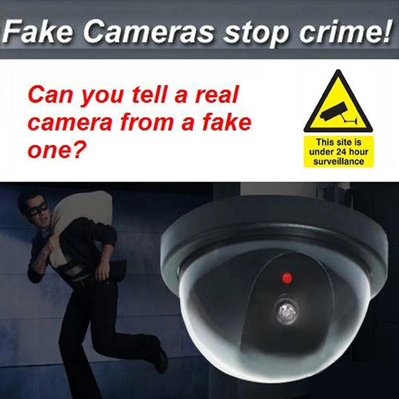 

Dome Dummy Security CCTV Cameras flash Blinking red LED Fake camera Security Simulated video Surveillance Deter Robbery !!