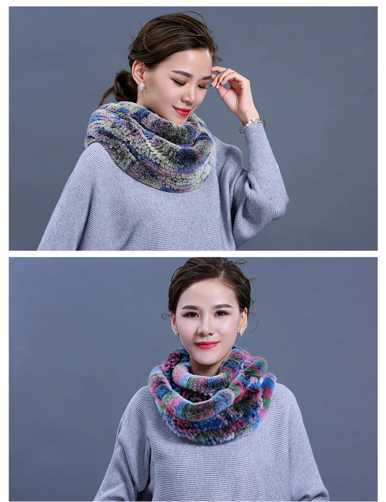 New Women's Natural Fur Shawls Wraps Genuine Rabbit Fur Neck Scarf High Quality Real Fur Scarves For Women (16)