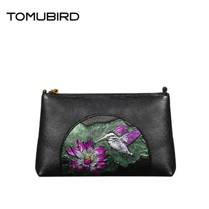 

2018 retro leather handbags diagonal cross bag first layer cowhide large capacity zipper clutch