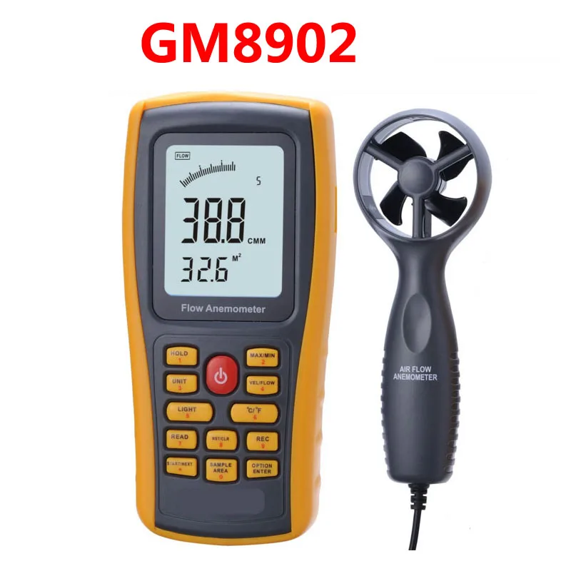 GM8902 0,3-45 м/с цифровой ветромер измеритель скорости объем воздуха тестер температуры окружающей среды с интерфейсом USB