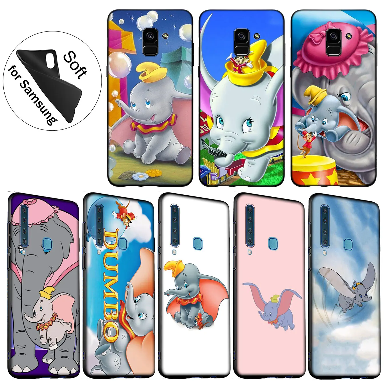 Мягкий силиконовый чехол IYICAO Dumbo Cute elephant Anime для Samsung Galaxy A6 A9 A8 A7 2018 A3 A5 2016 2017 Note 9 8 10