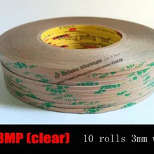 10 рулонов 3 мм* 55 м Толщина 0,13 мм, Двухсторонняя клейкая лента, высокая термостойкость липкая, 3 м 468MP, 200MP клейкая лента