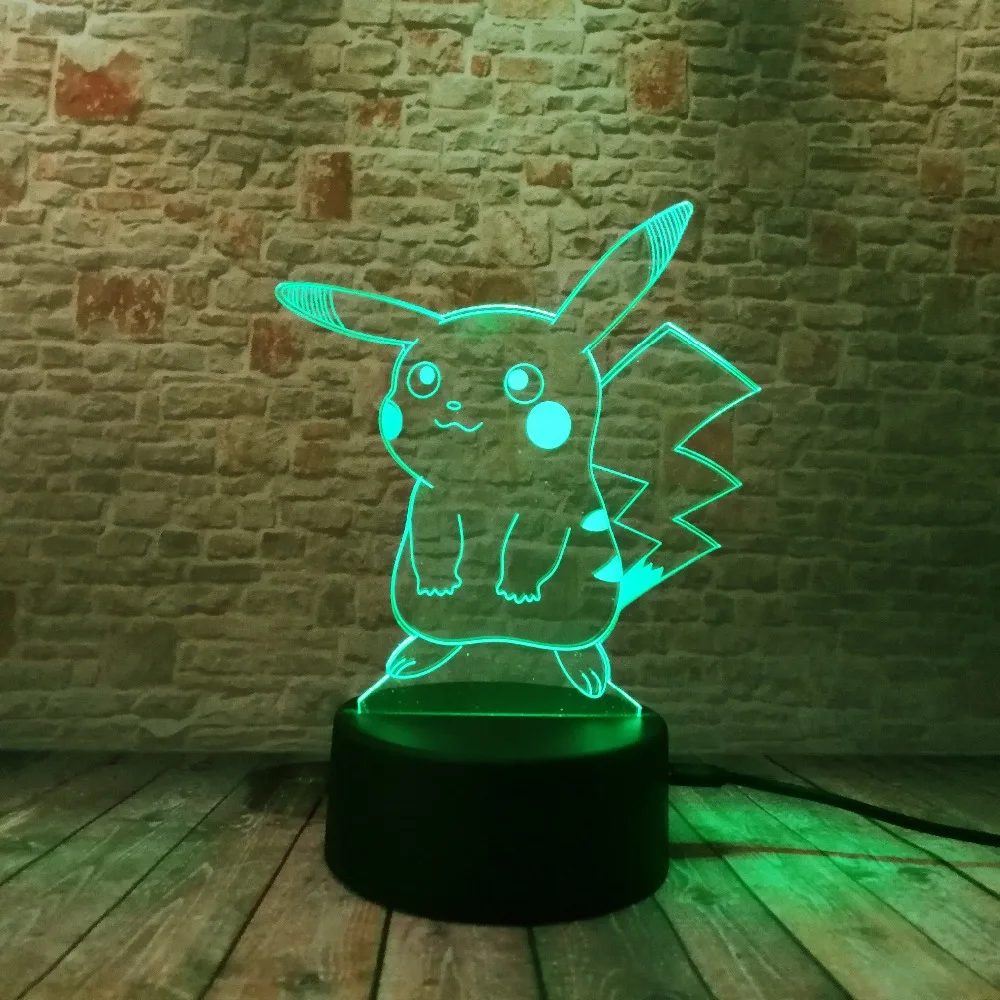 Покебол PIKACHU Bulbasaur Bay Role 3D RGB лампа Pokemon Go экшн-фигурка визуальная Иллюзия светодиодный Праздничный Рождественский подарок Ночной светильник