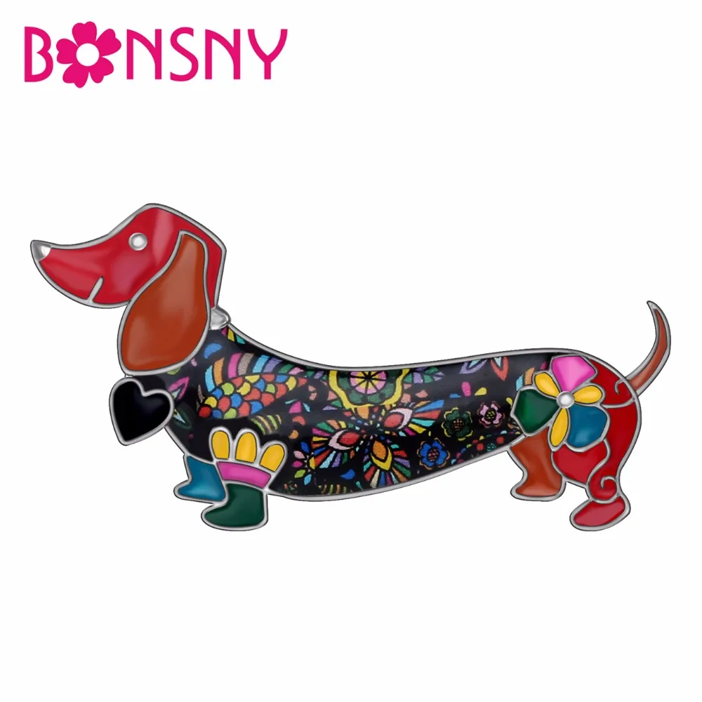 Яркая эмалированная булавка Bonsny из сплава в виде улыбки таксы детской одежды