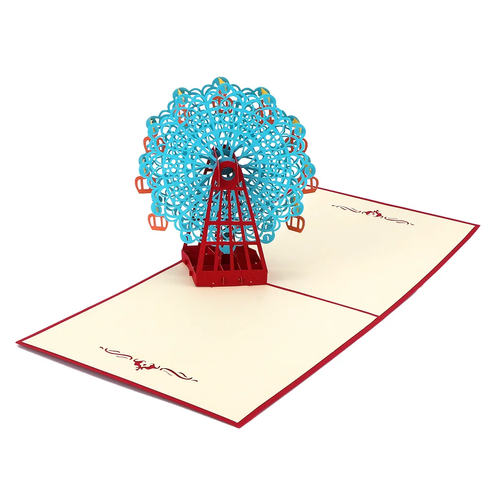  1pc Ferris Wheel Happy Birthday Wedding Christmas Gift Greeting Card 3D Invitation Card for Friends - 32927602863