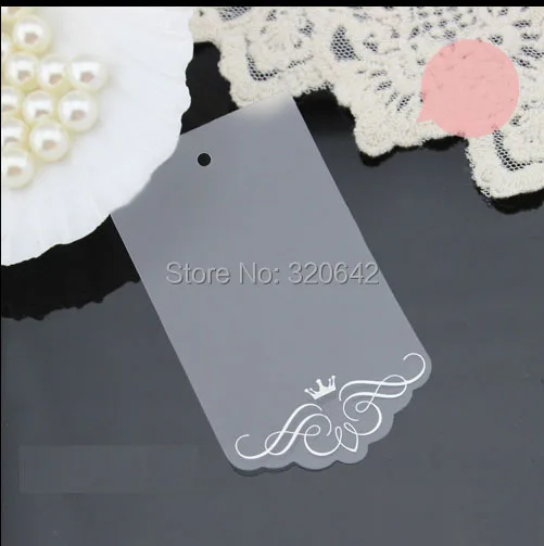 Free shipping, women's clothing dress Lace Scallop Head transparent clear PVC decoration tags,queen lace luxury plastic hang tag