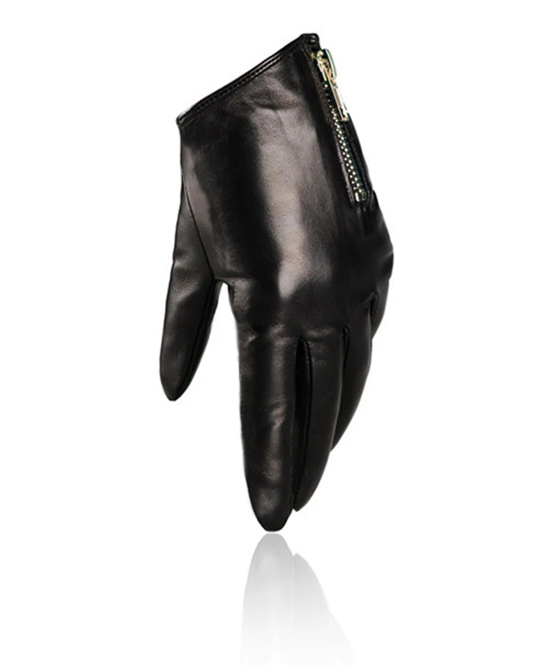 Мужские и женские модные классические короткие кожаные перчатки с боковой молнией в стиле унисекс