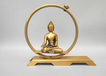 

Chinese pure brass buddhist sakyamuni Backflow incense burnee