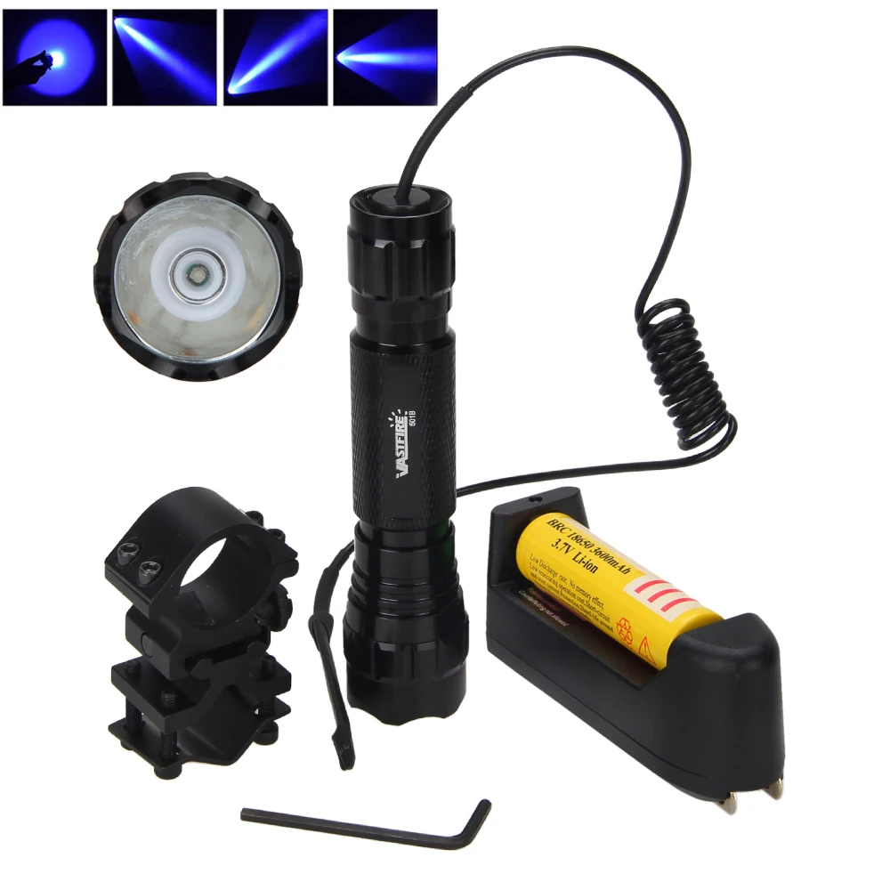 Охотничий светильник светодиодный тактический флэш-светильник фонарь+ дистанционный переключатель давления+ аккумулятор 18650+ крепление+ зарядное устройство