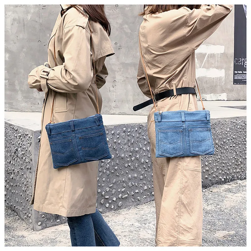 

New ladies single shoulder fashion canvas envelope bag solid color denim retro section shoulder Messenger bag bolsa feminina214