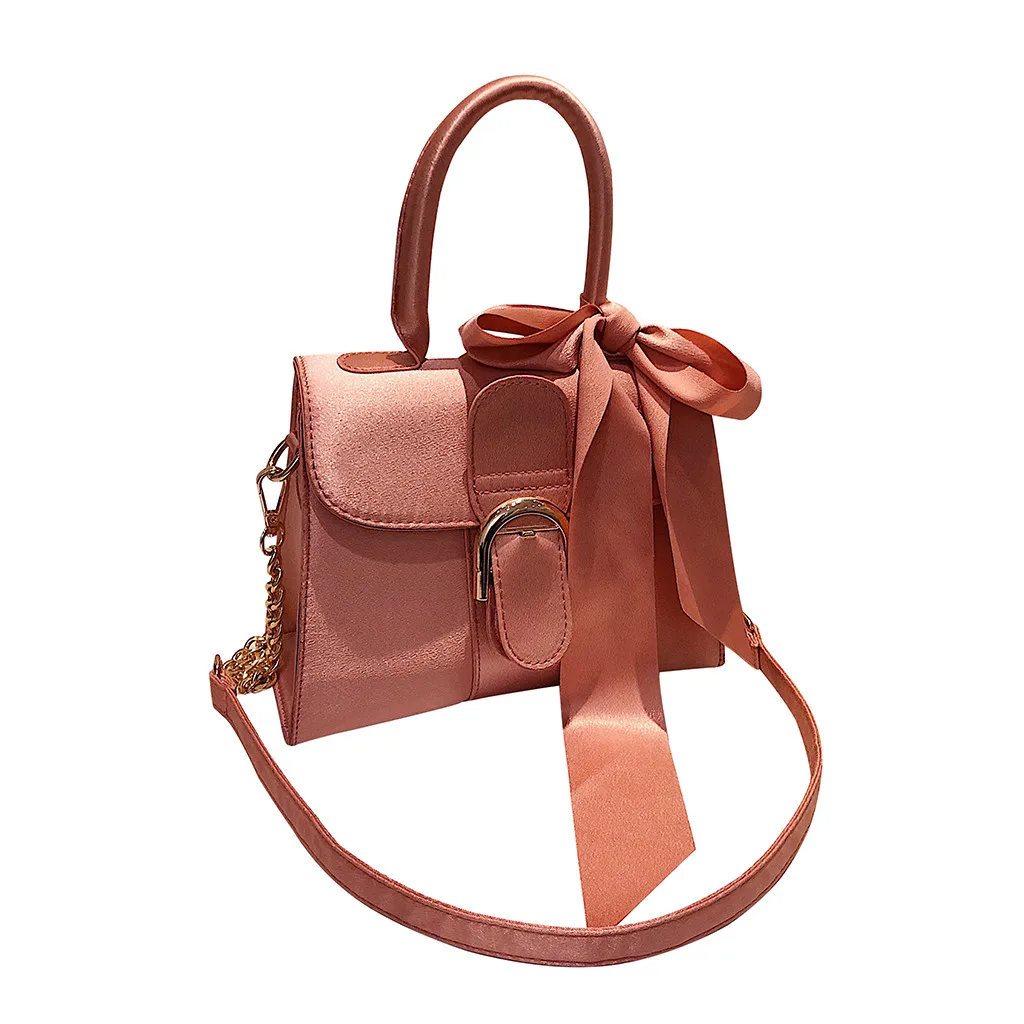 Женская велюровая Милая Студенческая сумка на плечо ярких цветов с бантом женская сумка из искусственной кожи однотонная дорожная школьная сумка через плечо# YL5 - Цвет: Розовый