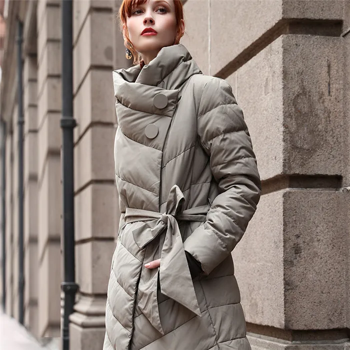 Высокое качество новая теплая дутая куртка зимняя куртка-пуховик Для женщин пальто Женская мода Длинные вечерние Верхняя одежда 90% белый парка-пуховик с утиным пухом