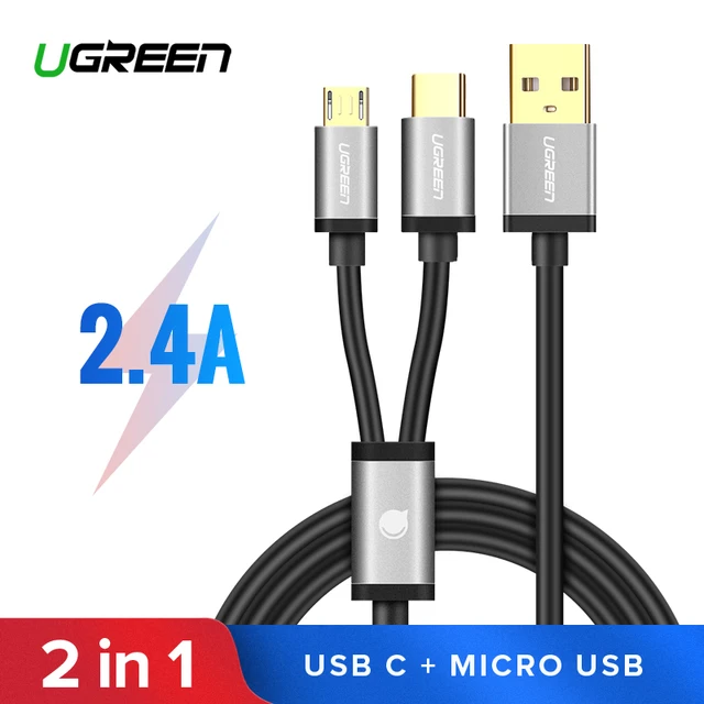 Best Offers Ugreen 2 in 1 Micro USB & USB Type C Cable 2.4A Fast Charging Cable for Samsung S8 S9 Xiaomi mi 8 Redmi 4x Mobile Phone Cables Best Offers Ugreen 2 in 1 Micro USB & USB Type C Cable 2.4A Fast Charging Cable for Samsung S8 S9 Xiaomi mi 8 Redmi 4x Mobile Phone Cables