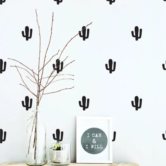 

Cactus Pattern Wall Sticker Free Shipping Kids Nursery Bedroom Art Decor Set Pattern Vinyl Wall Mural Removable Decals D-267