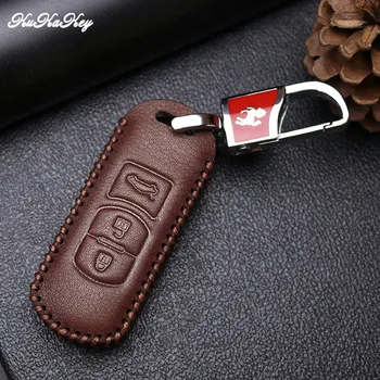 

For Mazda 3 6 CX5 CX7 323 626 Familia CX-3 CX-5 Demio Mazdaspeed Leather Car Key Case Cover Bag Key rings Chain Holder Fob