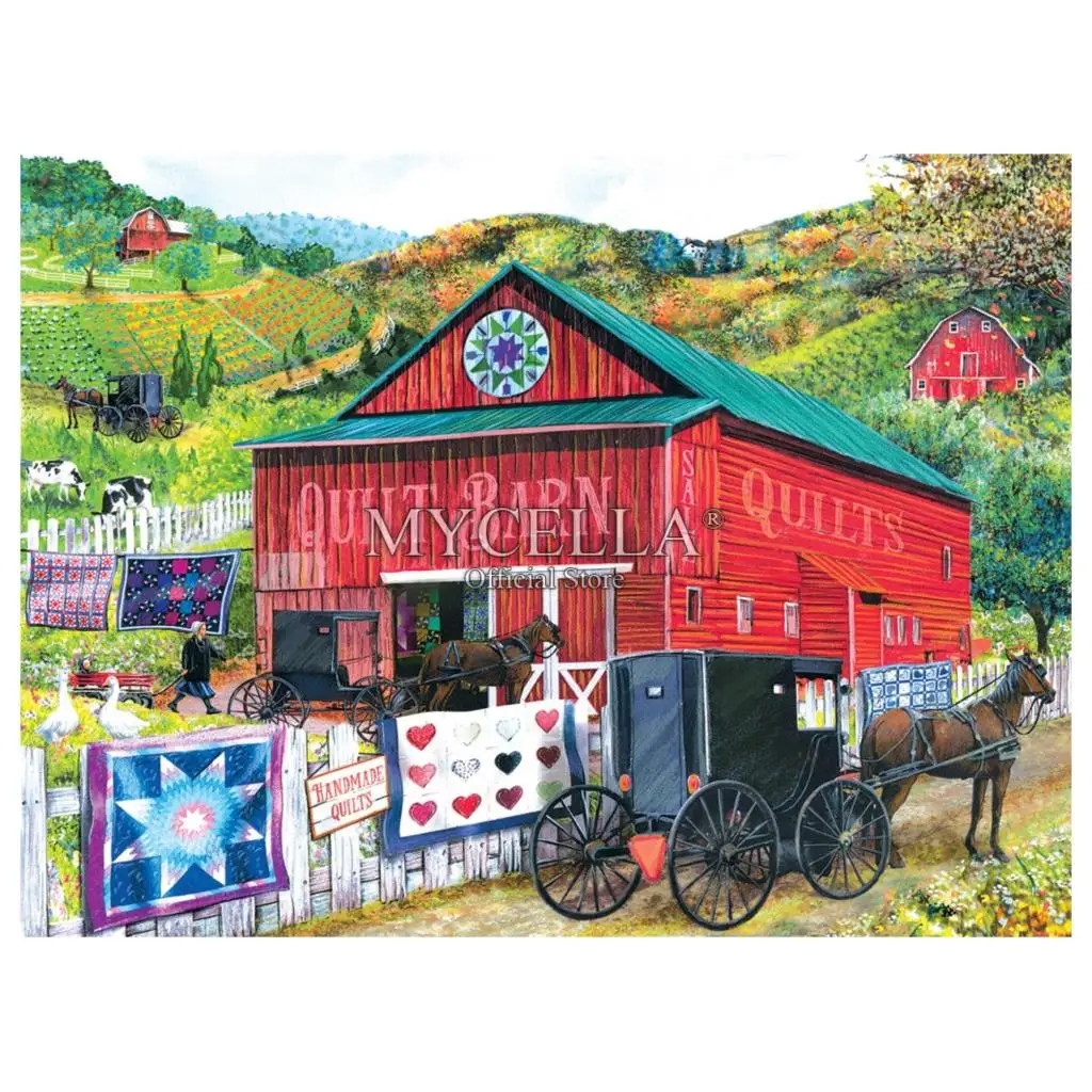 

Quilt Barn 5D Diy Diamond Painting Cross Stitch Farm carriage Mosaic Diamond Embroidery full Wall Stickers Home Decor