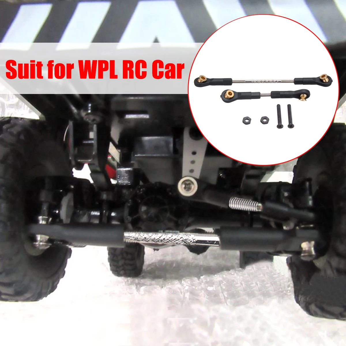 

For WPL RC Car Upgrade Metal Modification Steering Pull Rod Servo Rod Spare Part Easy to Install Durable Cool Attractive