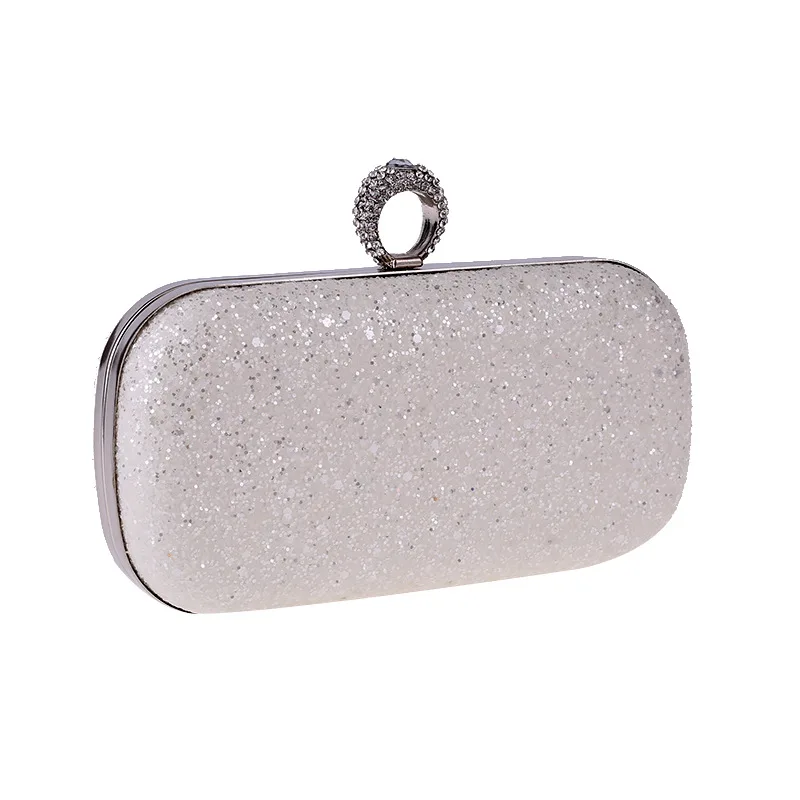 Luxy Moon weiße Pailletten-Clutch, Vorderansicht