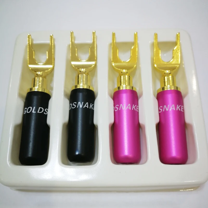 

Free Shipping 8Pcs/lot High quality U type 24K Golden Plated Speaker Banana Plugs Speaker terminals