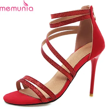 

MEMUNIA 2019 large size 46 women sandals sexy super high heels shoes zipper summer party wedding shoes woman dress shoes pink