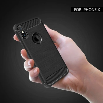

camdems Carbon Fiber phone Black Case Luxury Ultra Thin Slim Soft TPU Silicone Brushed Texture only for Apple iPhone X 200pcs