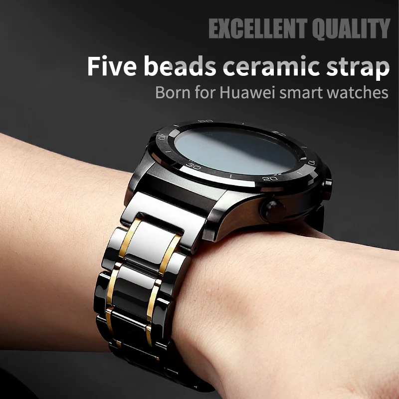 

20mm ceramic strap For Huawei watch 2 compatible replacement watchband Metal folding buckle bracelet Adjustable wrist strap