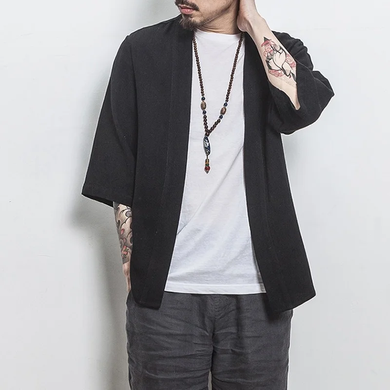 Kimono men yukata shirt samurai clothing costume mens haori karate Japanese streetwear clothing Japanese kimono traditional T466