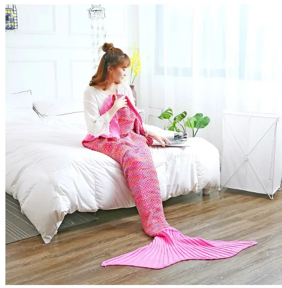 Горячие хвост русалки одеяло с единорогом ручной вязки покрывало для сна ТВ диван хвост русалки Одеяло взрослого ребенка вязаное одеяло