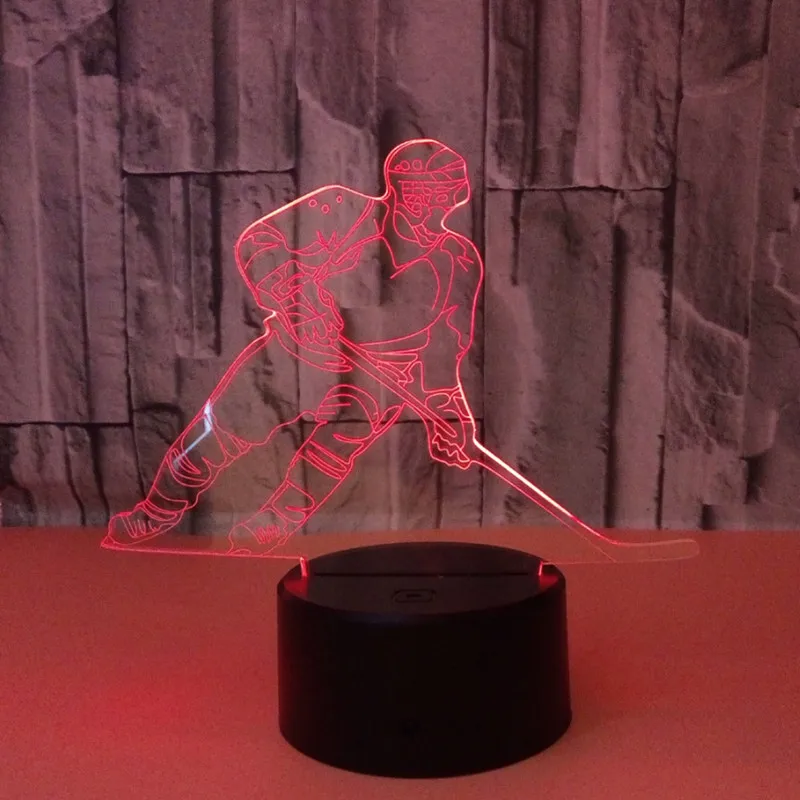 Цветной сенсорный 3d светодиодный ночной Светильник Хоккей лампа USB Иллюзия атмосфера настольная лампа для детей подарок для маленьких детей прикроватная Спальня