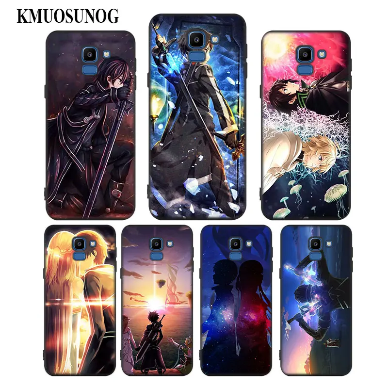 

For Samsung Galaxy j8 j7 j6 j5 j4 j3 Plus Prime 2018 2017 2016 Black Silicone Phone Case Sword Art Online Style