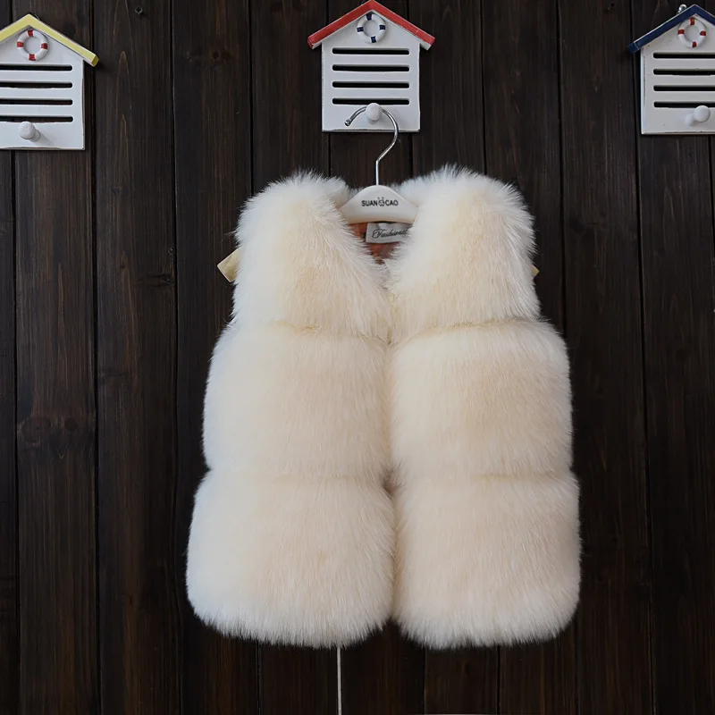 Roupas de Pele Crianças sem Mangas Anos de Idade Novo Bebê Menina Inverno Artificial Colete Cabolsas Quente Jaqueta Princesa Outerwear 2-10 32 artificial colete casacos colete quente crianças sem